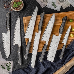 Handmade Chef Knife Set | 7-Piece Professional Japanese Damascus Chef Knife Set | 67 Layers | Carbon Fiber Resin Handle| Gift