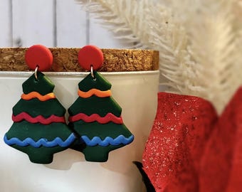 Orecchini Pendenti A Forma Di Albero Di Natale Per Donna - Gioielli Festivi Scintillanti Con Strass E Perle, Colori Verde, Oro E Rosso