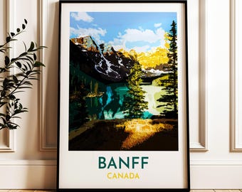 Banff National Park Wall Art – Mountain Landscape Print, Canadian Rockies Decor, Nature Photography, Rustic Cabin Wall Art