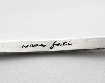 Amor Fati Bracelet | Hand Stamped Aluminum Bangle, Latin Quote