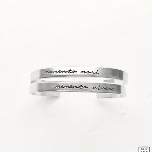 Memento Mori Armband Armreif Wort Zitat gestempelt gravieren Tod &quot;&quot;Erinnere dich daran, dass du sterben wirst&quot;&quot; BLKANDNOIR.&quot;