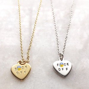F-ck Off Heart Necklace SAMPLES Valentine&#39;s Day f word Custom personalize curse words cuss profanity mature BLKANDNOIR