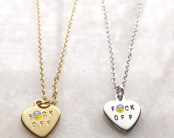 F-ck Off ハートネックレス サンプル バレンタインデー fワード カスタム パーソナライズ 罵り言葉 罵倒 汚い言葉 成人向け BLKANDNOIR