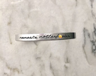 Namaste Motherf*cker Bracelet Word Sanskrit Yoga I bow to you india hindu BLKANDNOIR