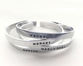 Personalized Aluminum Bangle Bracelet | Hand Stamped Engraved Cuff
