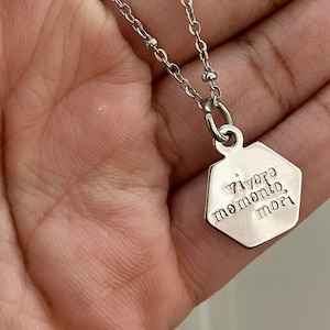 Memento Mori Vivere Gold Necklace Word Quote Stamped Engrave Life Death &quot;remember you must die&quot;  Pendant Charm BLKANDNOIR