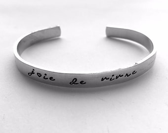 Joie de Vivre Bracelet | Aluminum Hand Stamped Bangle