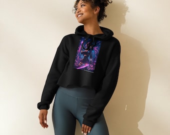 Sudadera corta con capucha. K-pop Neon Seoul Hero. Nova.