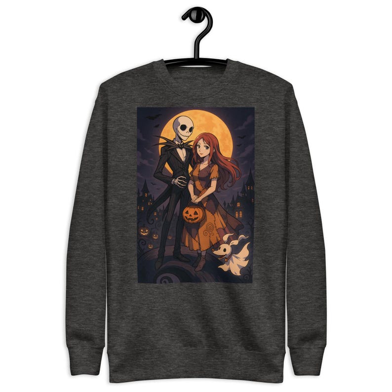 Unisex Premium Sweatshirt. Nightmare Before Christmas anime style. Halloween Design.