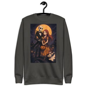 Unisex Premium Sweatshirt. Nightmare Before Christmas anime style. Halloween Design.