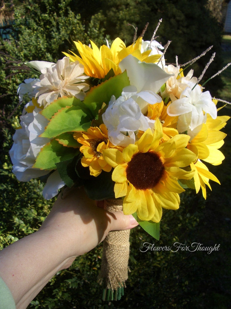 Sunflower Rustic Bridal Bouquet Calla Lily and Roses Etsy