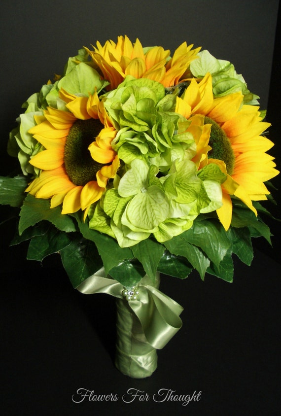Sunflower Wedding Bouquet Hydrangea And Sunflowers Fall Etsy