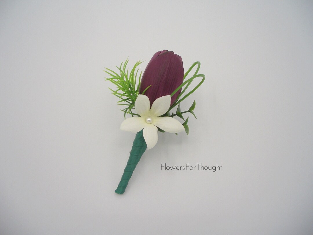 Tulip Boutonniere Artificial Flowers Plum Purple Etsy