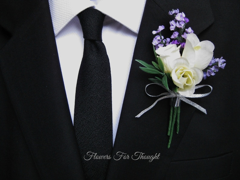 Mens Buttonhole Flower 1 Lapel Pin made to order Lavender and Rose Boutonniere Groomsmen Wedding Decoration
