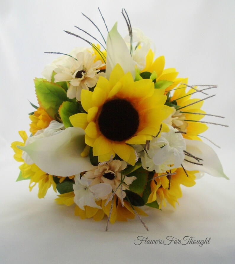 Sunflower Rustic Bridal Bouquet Calla Lily and Roses Etsy