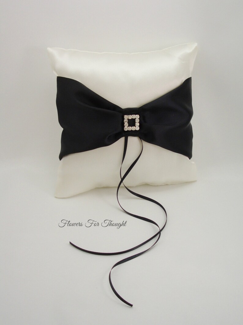 Black White Ring Bearer Pillow Fft Original Rhinestones Etsy