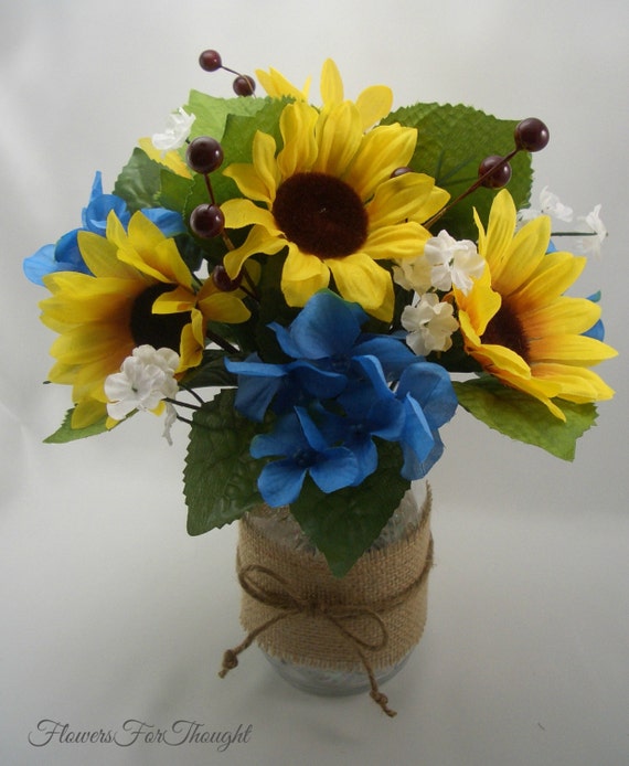 Sunflower Table Arrangement Wedding Reception Silk Flower Etsy