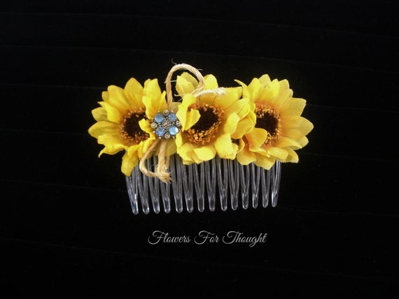 Sunflower Haircomb Hair Accessory Flowergirl Bride Hairstyle Rustic Fall Woodland Wedding Bridesmaid Gift Fft Design Made To Order
