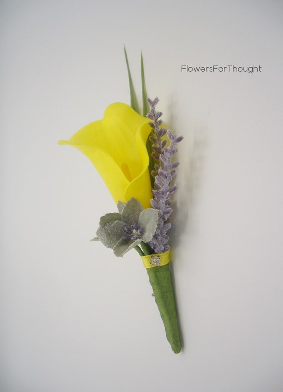 Flor artificial de lirio de cala amarilla Boutonniere con - Etsy España