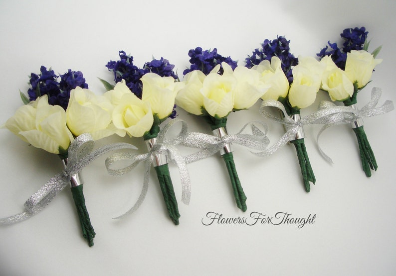 Mens Buttonhole Flower 1 Lapel Pin made to order Lavender and Rose Boutonniere Groomsmen Wedding Decoration