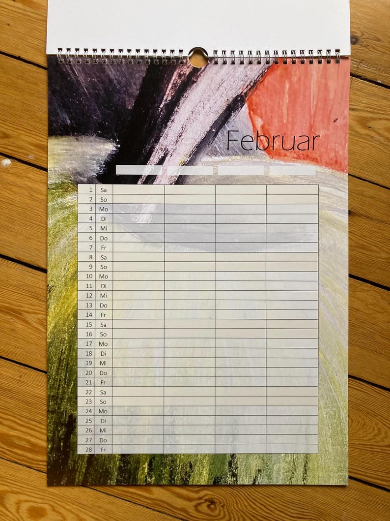 Familienplaner A3, Familienkalender 2025, 4 Spalten, 5 Spalten, bunt