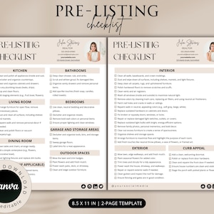 Real Estate Pre-Listing Checklist | Home Seller Checklist | Real Estate Template | Real Estate Marketing | Editable Realtor Canva Template