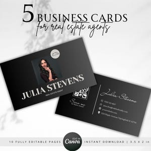 Real Estate Business Card Template - vol.2 | Qr Code Business Card | Luxury Business Card Bundle | Modern Realtor Marketing | Canva Template