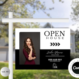 Real Estate Open House Yard Sign vol. 1 | Realtor Open House Sign | Real Estate Luxury Sign | For Sale Sign | Customizable Realtor Template
