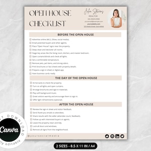 Real Estate Open House Checklist | Real Estate Marketing | Realtor Canva Template | Open House Marketing | Showing Prep Checklist