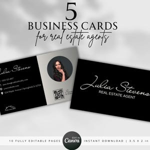 Real Estate Business Card Template vol.1 | QR Code Card | Luxury Business Card Bundle | Modern Realtor Marketing | Canva Template