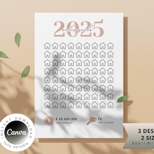 2025 Real Estate Goal Chart | House Goal Sheet | Printable Realtor Goal Tracker Template | Real Estate Planner | Realtor House Target Sheet