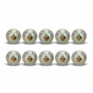 Ceramic Golden Print Drawer Knobs, Cabinet Pull Handles, Furniture Hardware Home Decor by EdspireArt