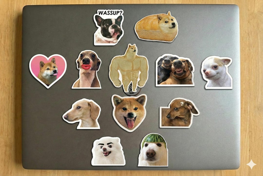 5-50 Funny Dog Meme Stickers - Waterproof Vinyl Decals for Laptop ...