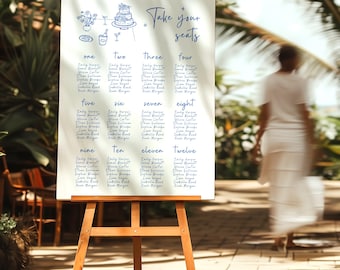 Handdrawn Seating Chart | Editable Digital Canva Template | Blooming ...