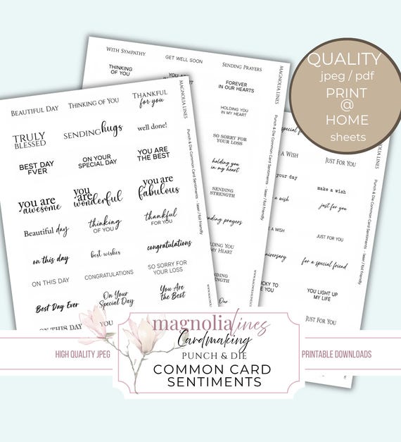 Card Sentiment Sheets for Cardmaking, Fussy Cuts, Greeting Card Sayings, Paper-crafting embellishment, Card-making and Scrapbooking Labels
