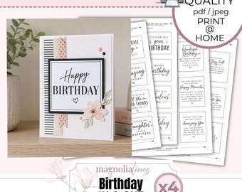Birthday Sentiment Sheets for Card-making Supplies Printable Download Paper-crafting Fussy cut Labels for Birthday cards