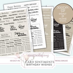Birthday Sentiment Printable Tag Label Embellishment Sheet Fussy Cut Element Download Instant Craft Supply Paper Ephemera Journal Decoration