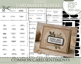 Greeting Card Sentiments Bundle Cardmaking Fussy Cut Handmade Printable Card Sayings for Cardmakers Supplies for Scrapbookers Embellishments