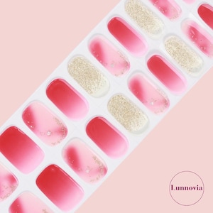 Cherry Frost (Semi-Cured UV Gel Nail Wraps 20 pcs) | Nail Stickers | Nail Strips | Press On Nails Gift for Women