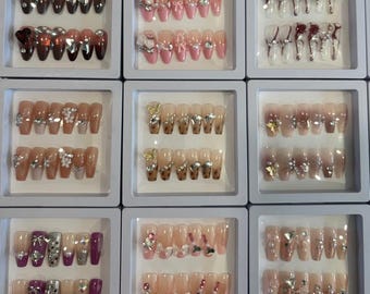3 Sets Mystery Boxed Press On Nails, Randomly Selected Nails, Lucky Box Nails, Surprise Press on Nails, Handmade Acrylic Nails, Glue Nails