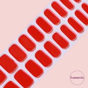 Scarlet Glimmer (Semi-Cured UV Gel Nail Wraps 20 pcs) | Nail Stickers | Nail Strips | Press On Nails Gift for Women