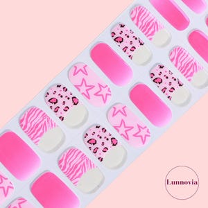 Starburst Pink (Semi-Cured UV Gel Nail Wraps 20 pcs) | Nail Stickers | Nail Strips | Press On Nails Gift for Women