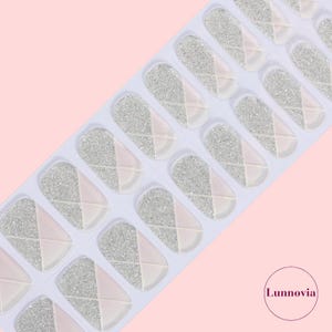 Silver Glitz (Semi-Cured UV Gel Nail Wraps 20 pcs) | Nail Stickers | Nail Strips | Press On Nails Gift for Women