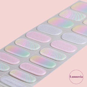 Aurora Stripes (Semi-Cured UV Gel Nail Wraps 20 pcs) | Nail Stickers | Nail Strips | Press On Nails Gift for Women