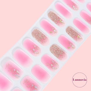 Rosé Gleam (Semi-Cured UV Gel Nail Wraps 20 pcs) | Nail Stickers | Nail Strips | Press On Nails Gift for Women