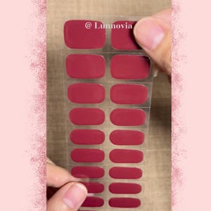 Crimson Velvet (Semi-Cured UV Gel Nail Wraps 20 pcs) | Nail Stickers | Nail Strips | Press On Nails Gift for Women