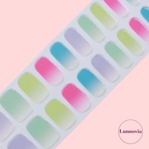 Neon Vibes (Semi-Cured UV Gel Nail Wraps 20 pcs) | Nail Stickers | Nail Strips | Press On Nails Gift for Women