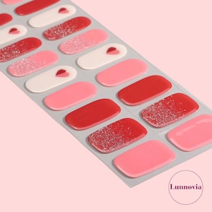 Love Sparks (Semi-Cured UV Gel Nail Wraps 20 pcs) | Nail Stickers | Nail Strips | Press On Nails Gift for Women