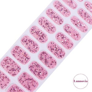 Pink Dazzle (Semi-Cured UV Gel Nail Wraps 20 pcs) | Nail Stickers | Nail Strips | Press On Nails Gift for Women