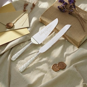 Personalization Wedding Cake Server Set, Custom Cake Server, Wedding Gifts, Wedding Ceremony Dessert Silverware, Birthday Anniversary Gifts